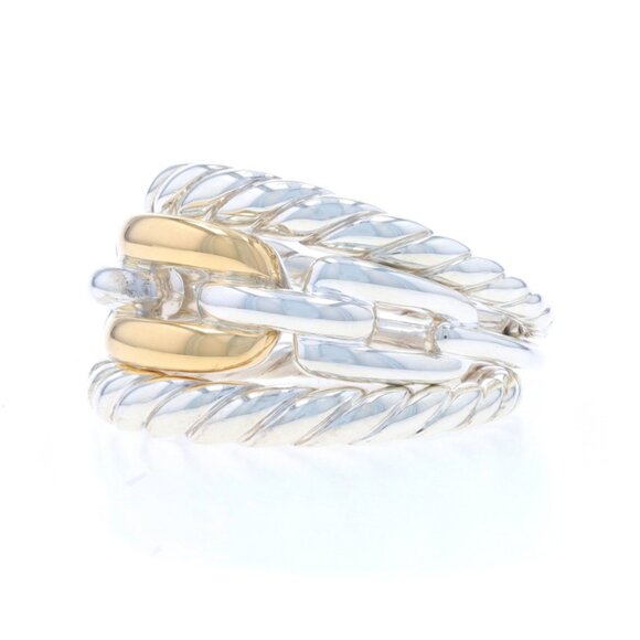 David Yurman Wellesley Chain Link Statement Band - 925 18k SZ 7 Ring - Picture 3 of 9